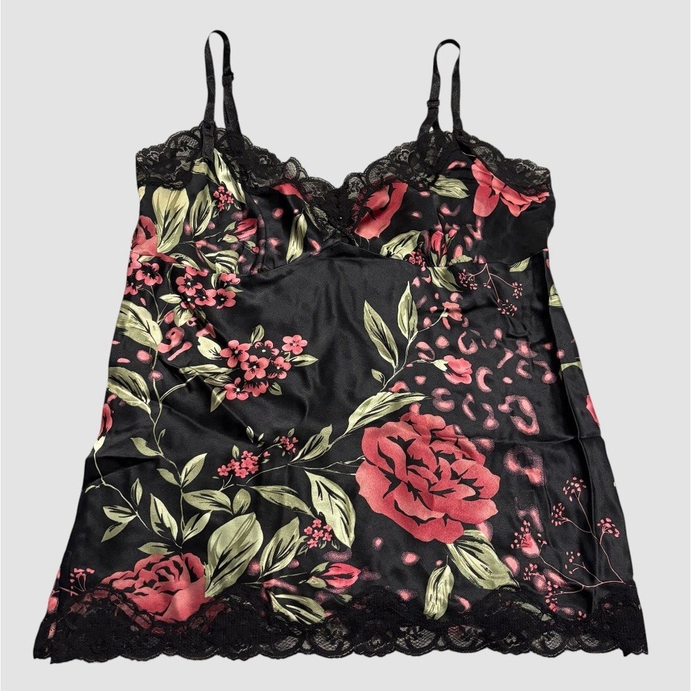 Karen Kane Size 4 Silk Y2K Dark Floral Baby Doll Tank Top Camisole Fairy Grunge
